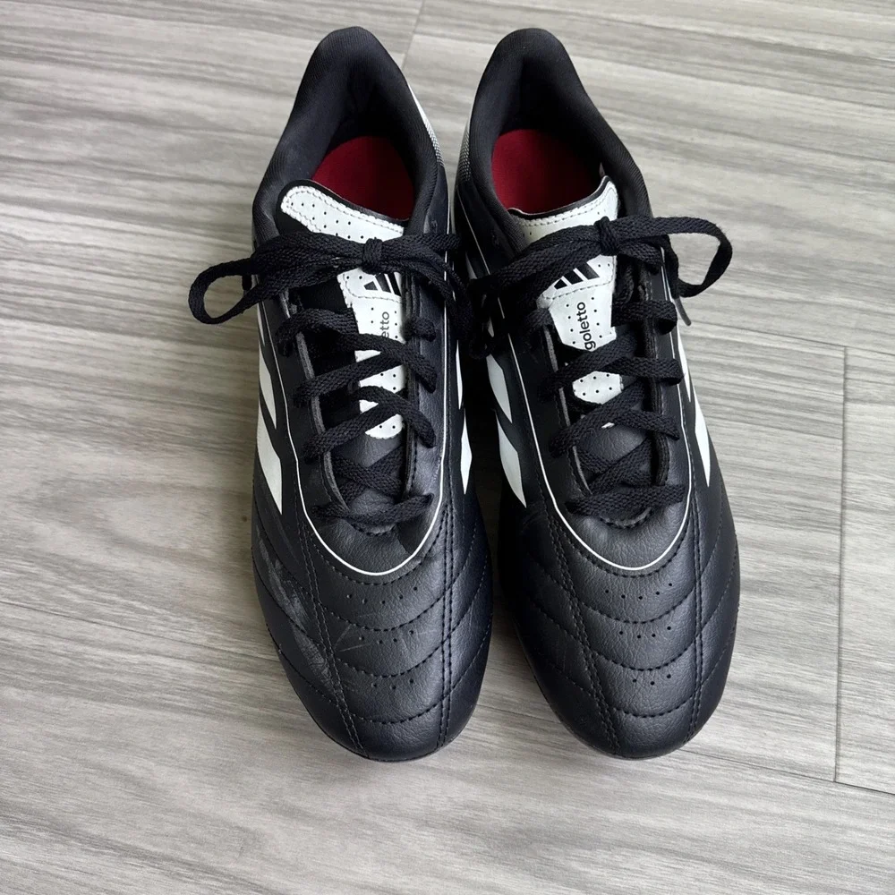 Adidas unisex Goletto Soccer Shoes Black/White, Turf Cleats, Rubber Stud Sole, 9